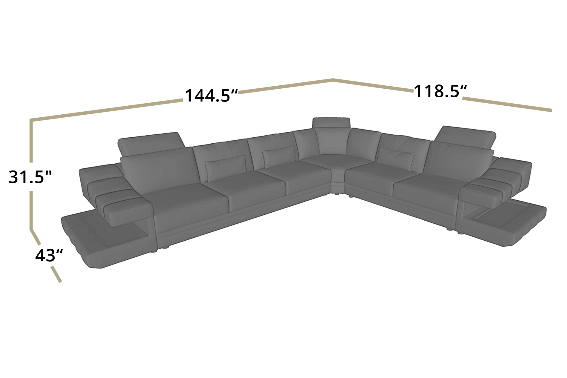 IN-STOCK Chicago Leather L-Sectional with extra seat depth