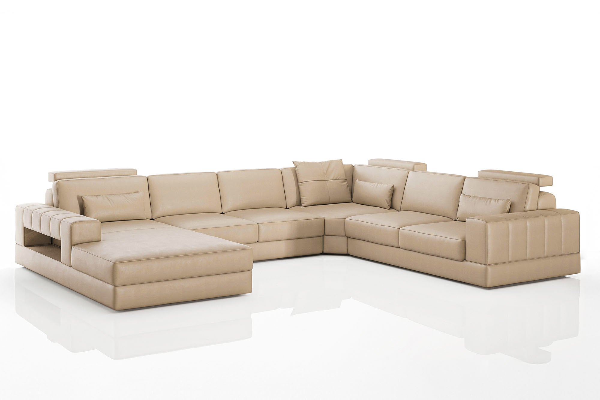 Phoenix Modern Leather U-Chaise Sectional