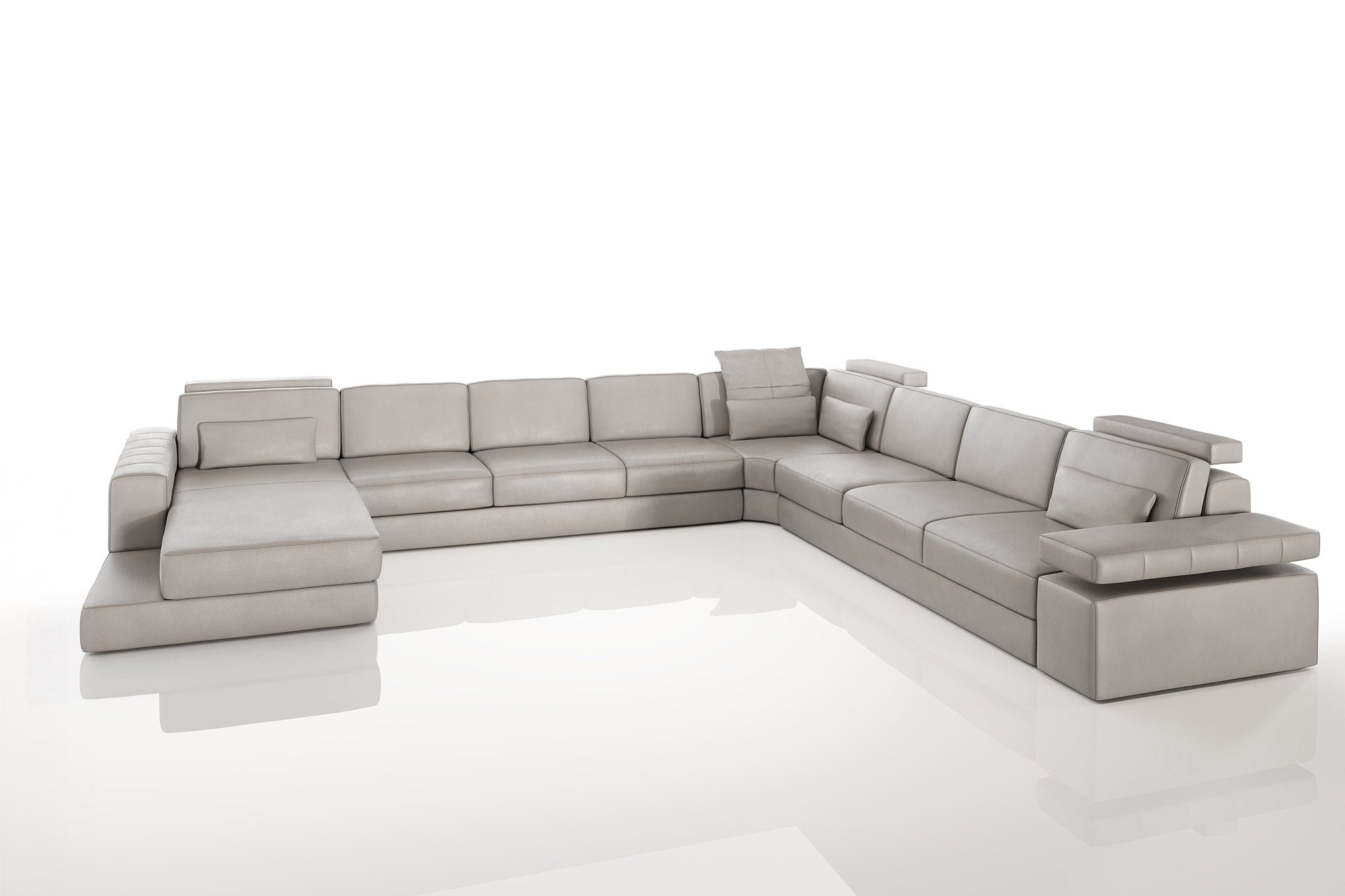 Phoenix LG Leather U-Chaise Sectional Large