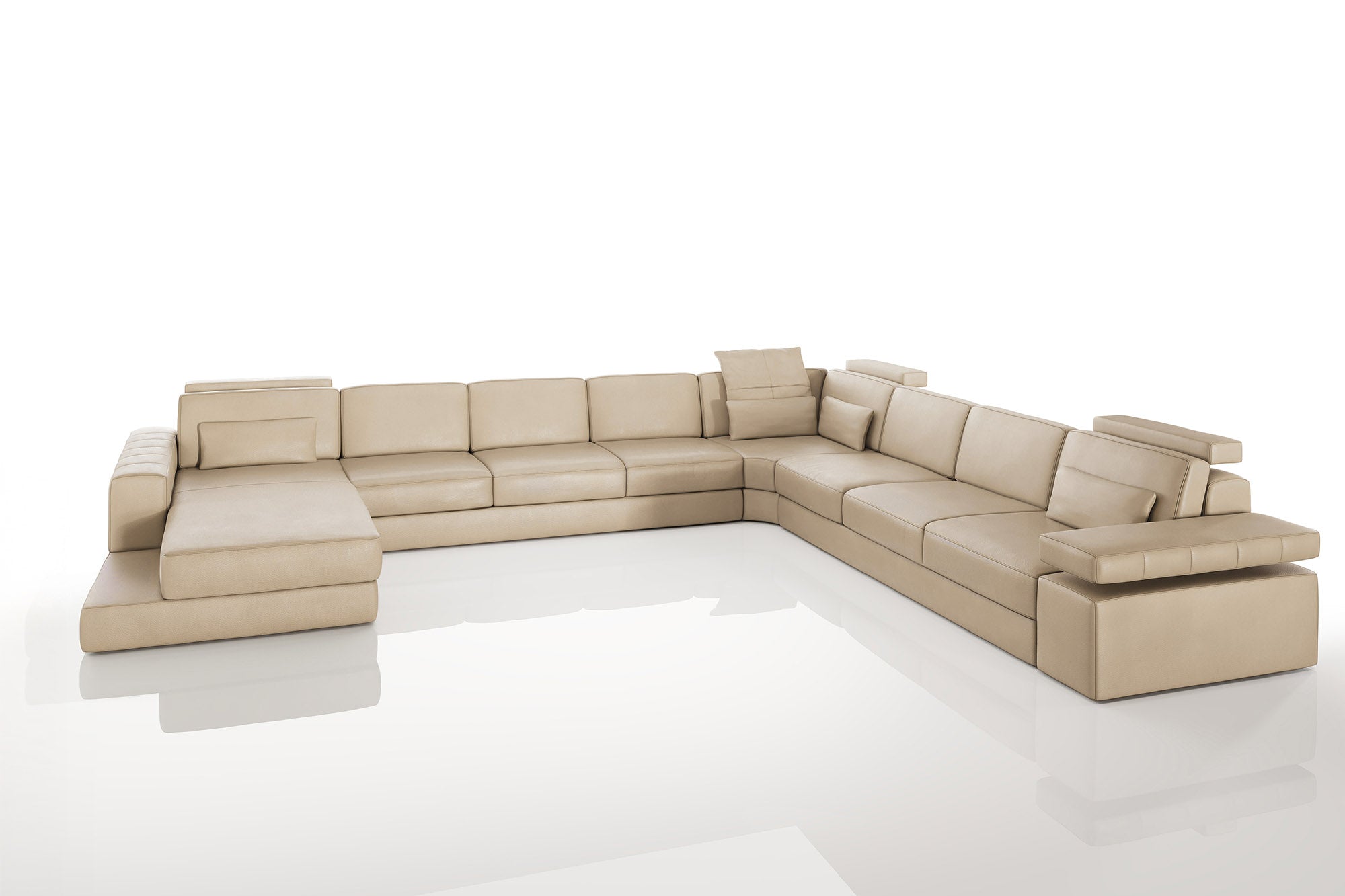 Phoenix LG Leather U-Chaise Sectional Large