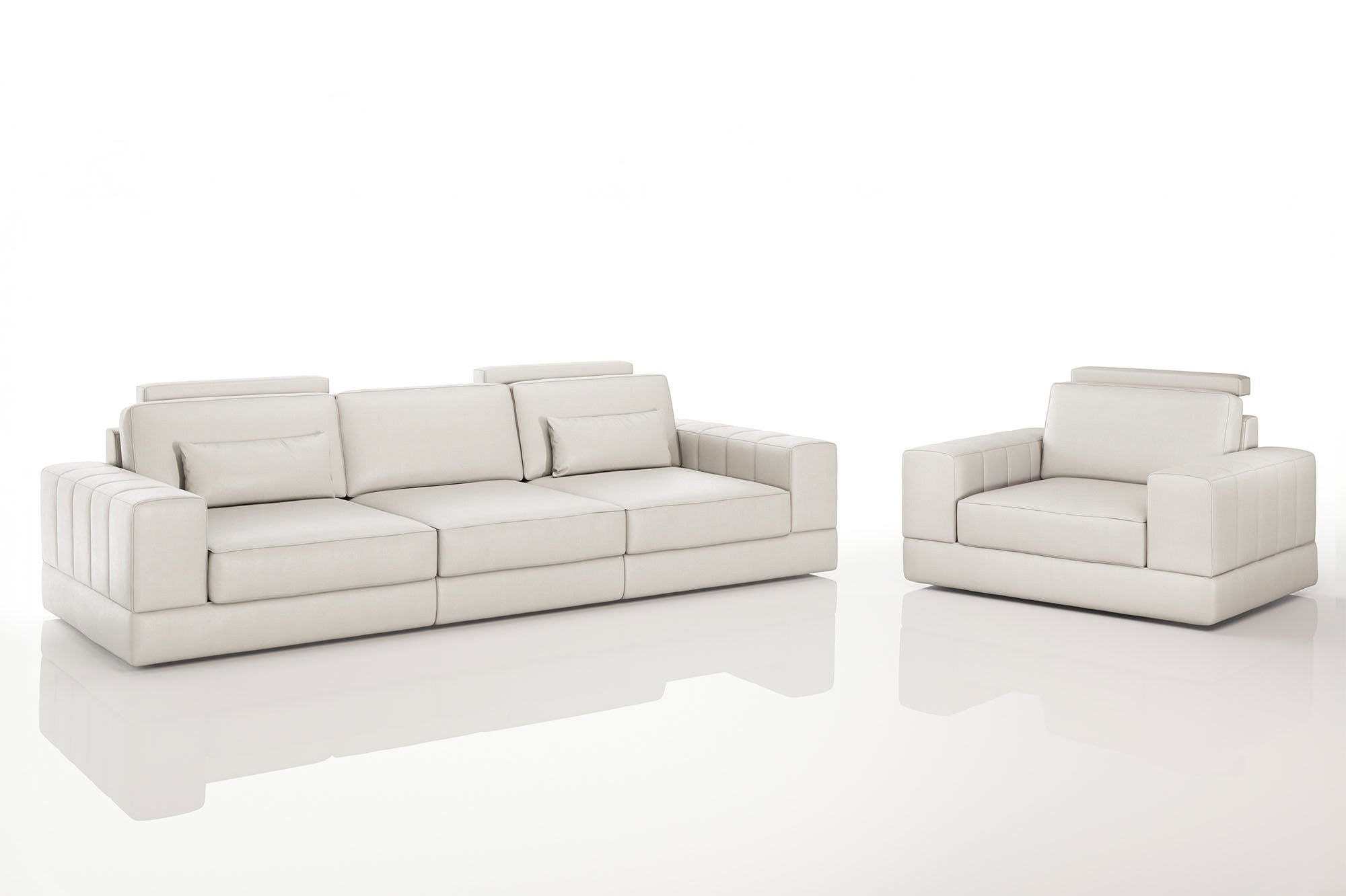 Phoenix Modern Leather Sofa Set