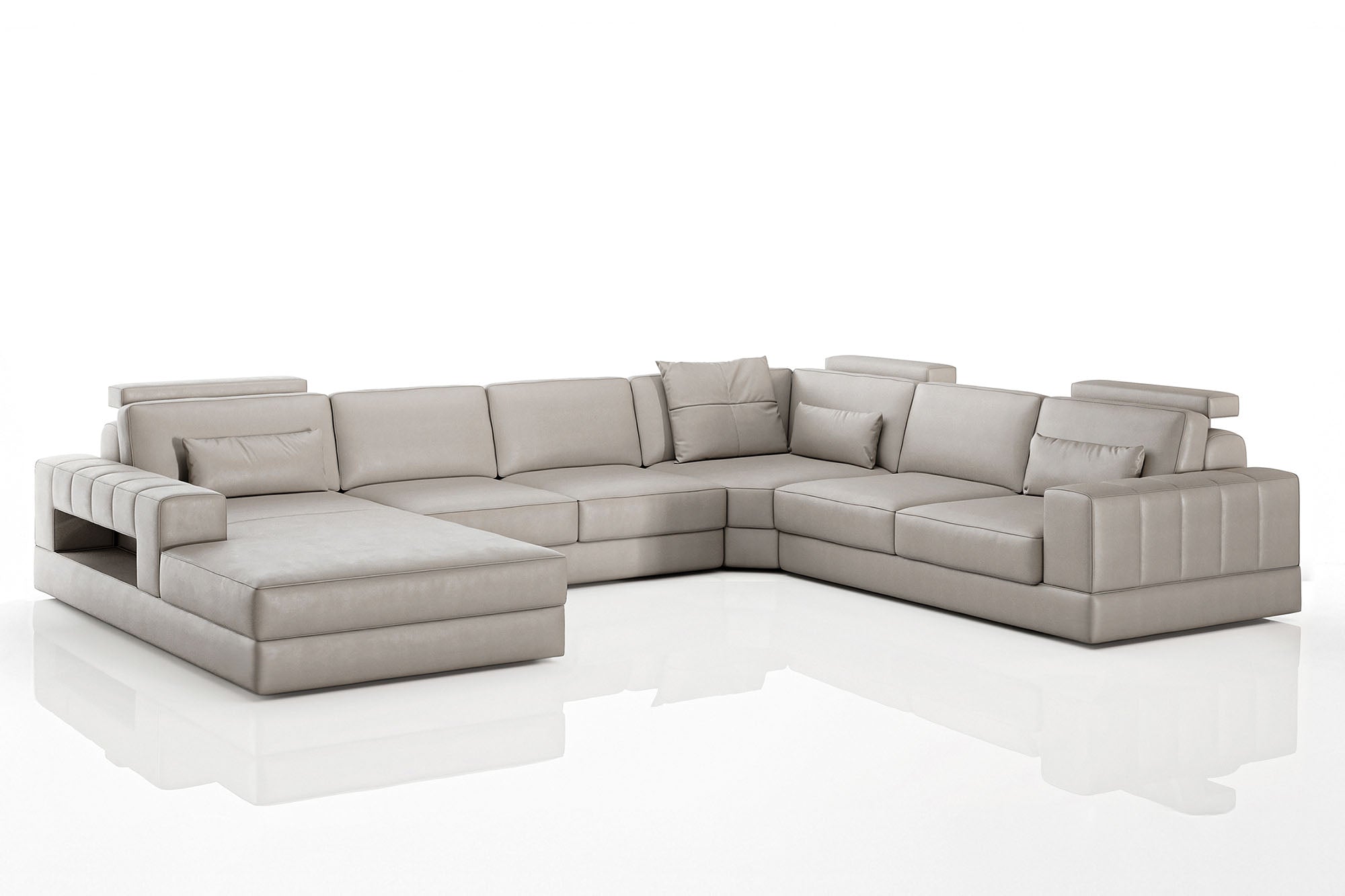 Phoenix Modern Leather U-Chaise Sectional