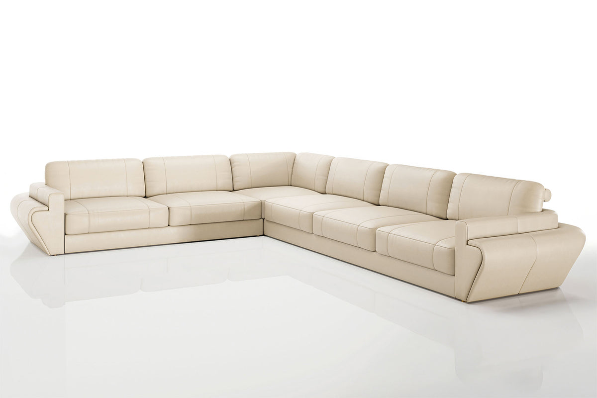 In-Stock Texas LG Leather L-Sectional Large with Ottoman UNBOXED