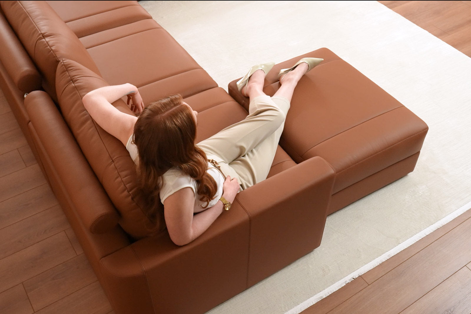 Texas LG Leather L-Sectional Large