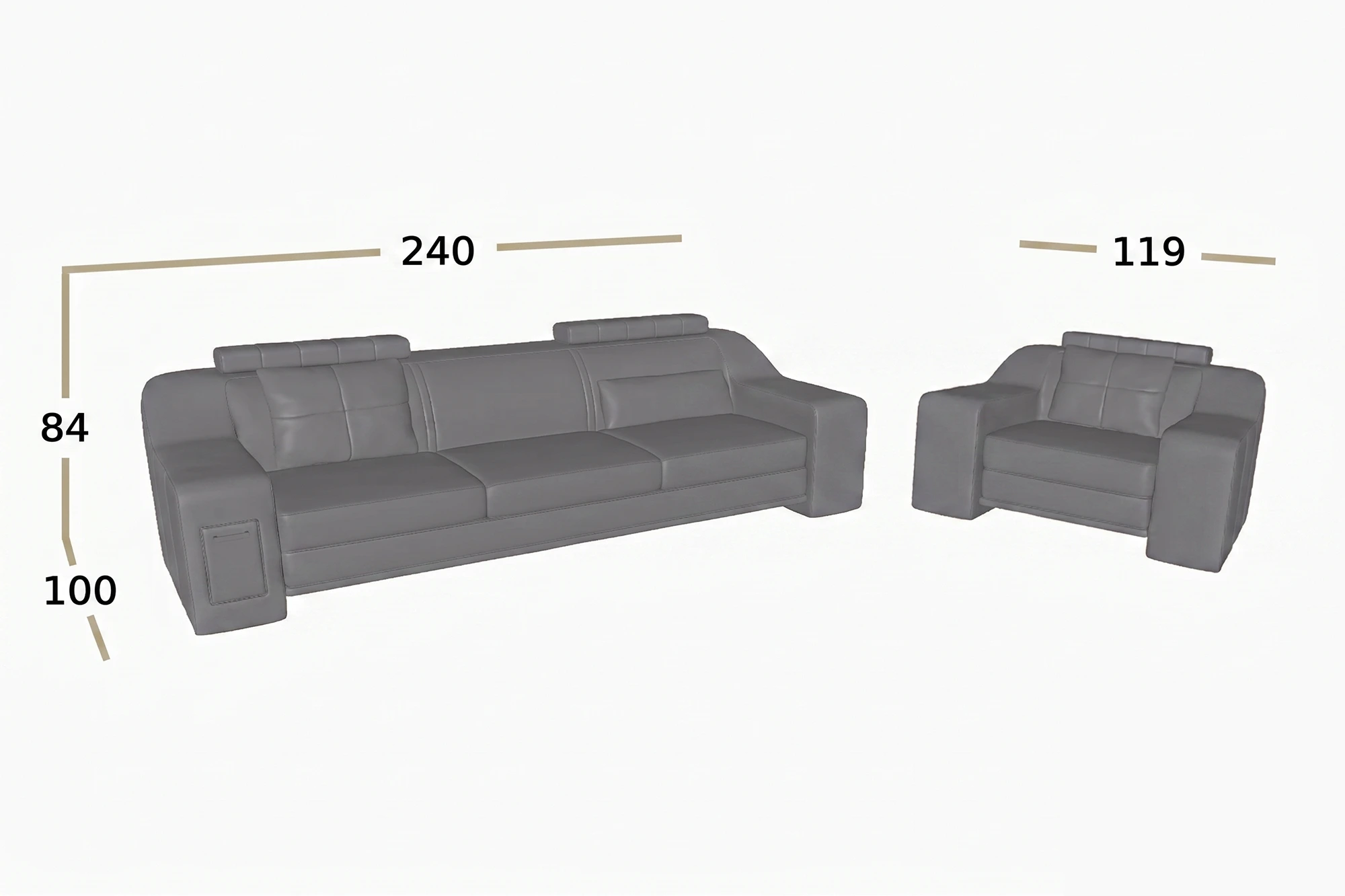 TEST Los Angeles Leather U-Chaise Sectional