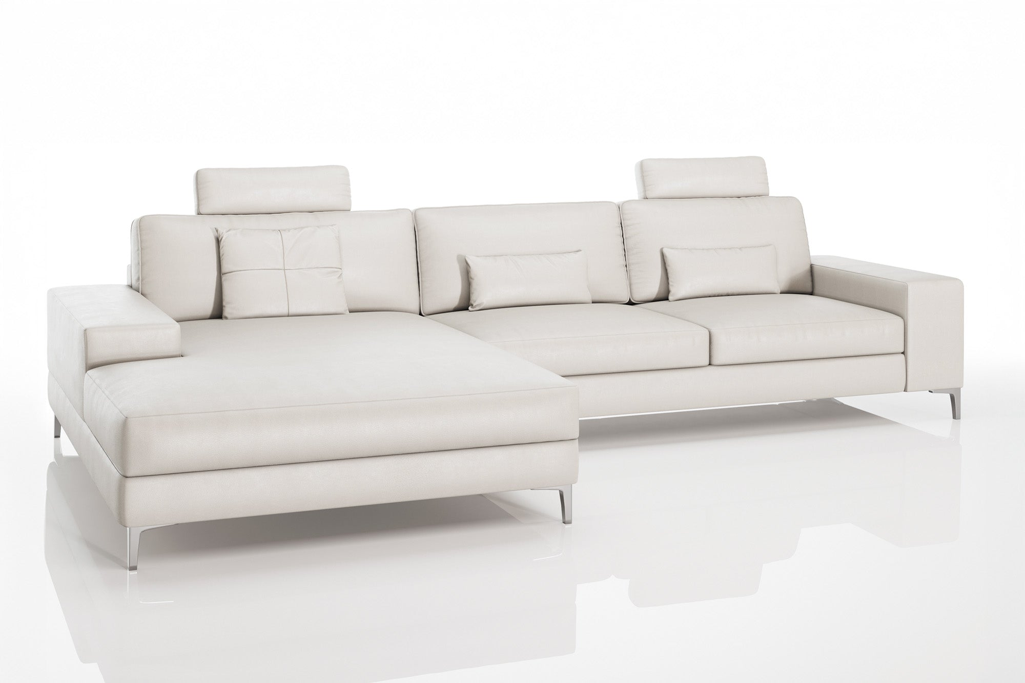 New York III Modern Leather Chaise Sofa