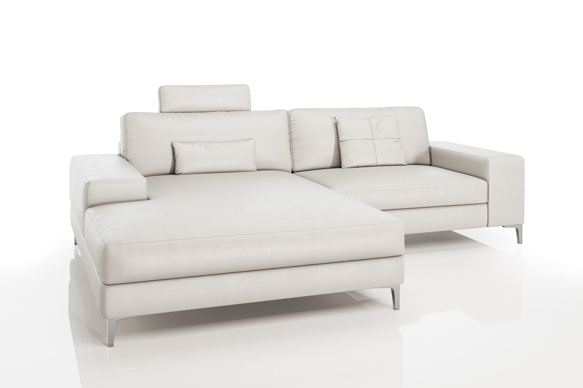 New York IV Modern Leather Chaise Sofa Small