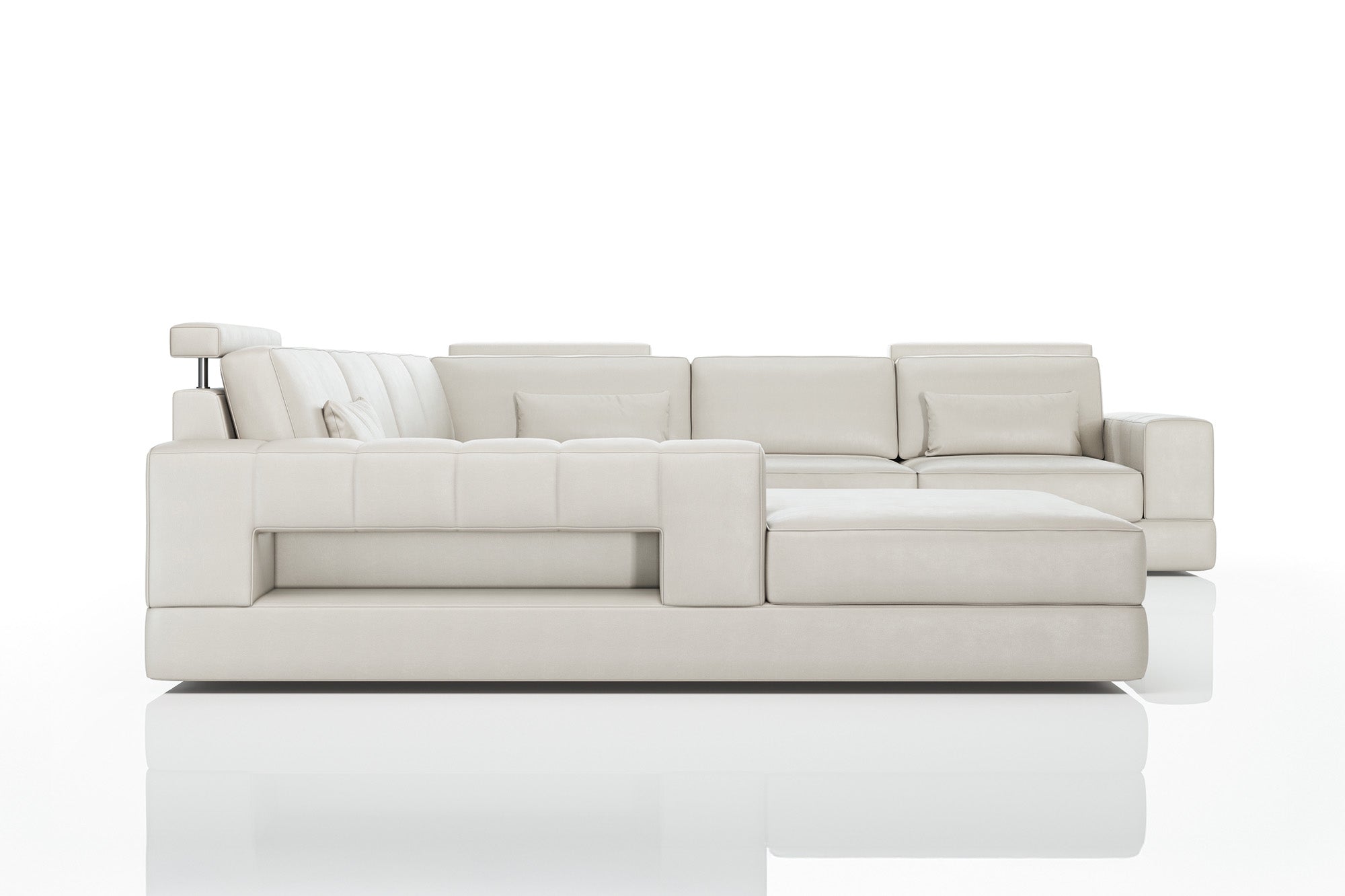 Phoenix LG Modern Leather U-Chaise Sectional Large