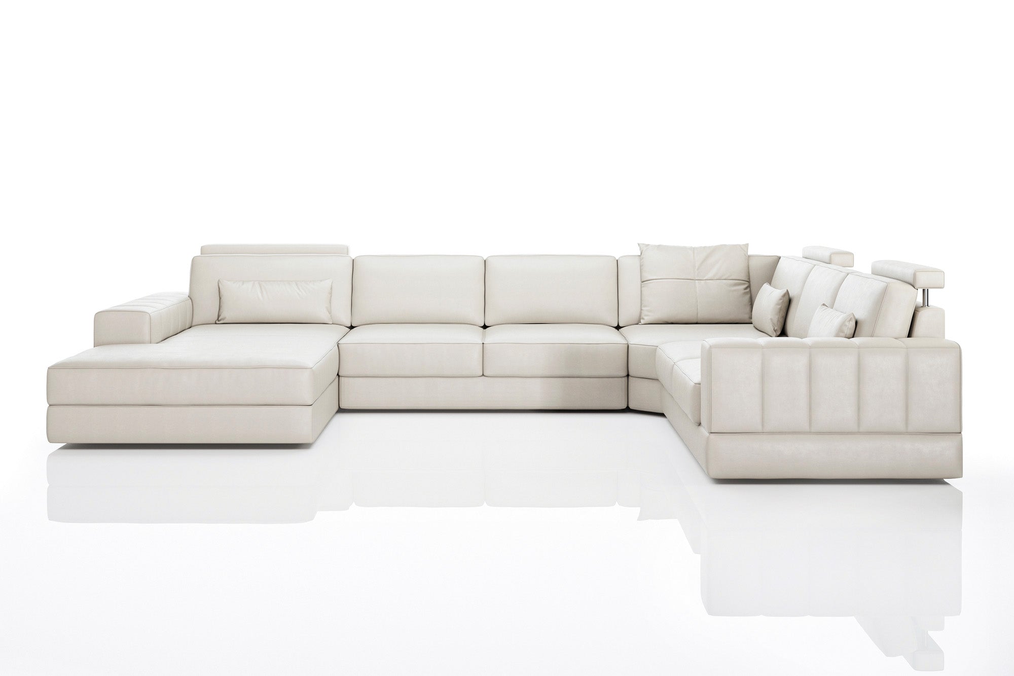 Phoenix Modern Leather U-Chaise Sectional