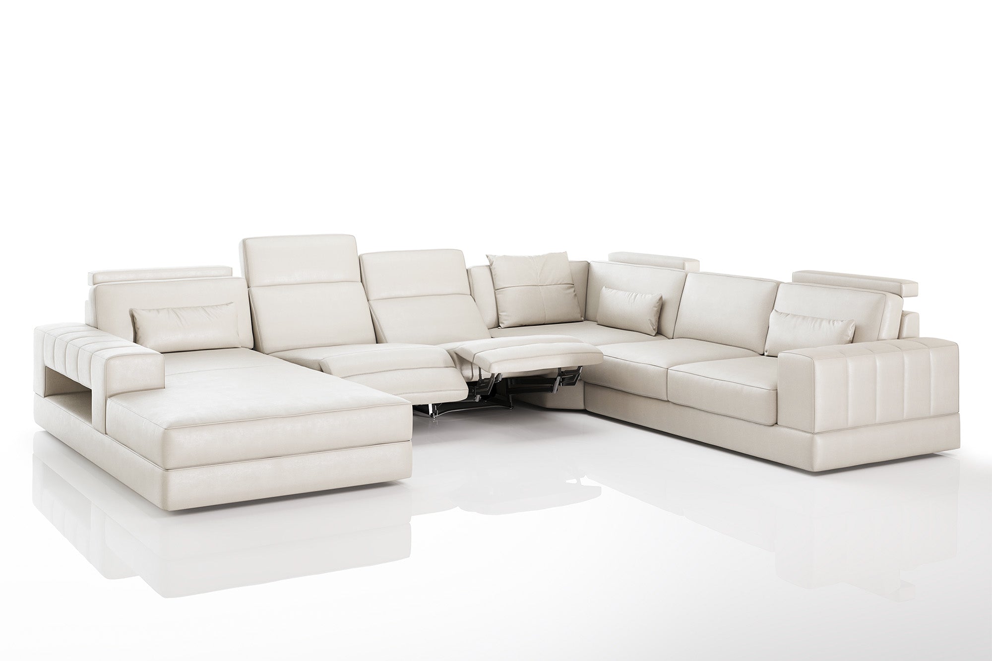 Phoenix Modern Leather U-Chaise Sectional