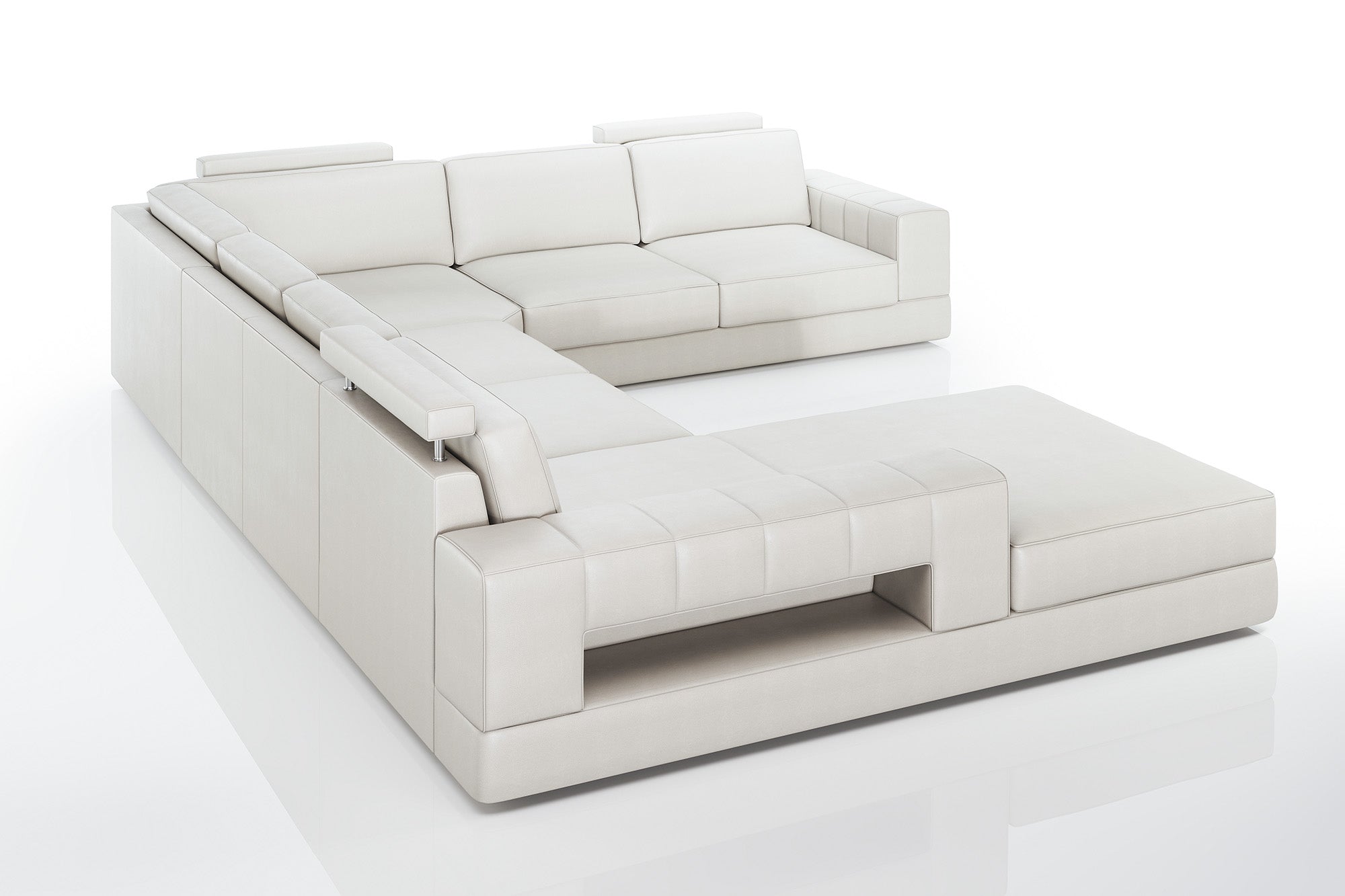 Phoenix Modern Leather U-Chaise Sectional