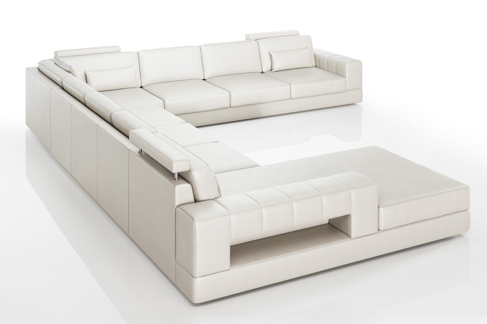 Phoenix LG Modern Leather U-Chaise Sectional Large