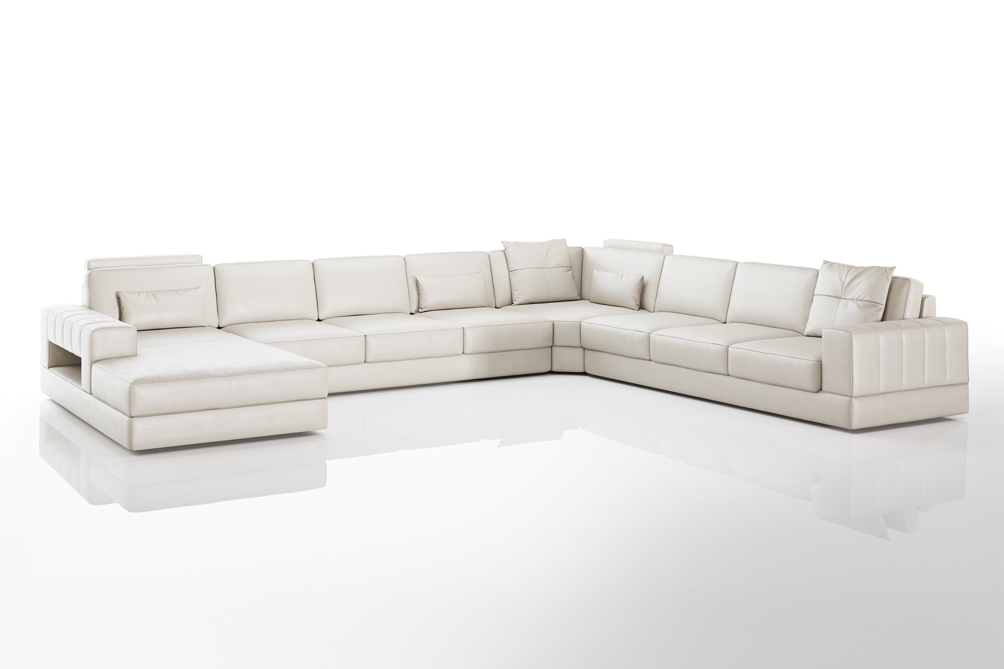 Phoenix LG Modern Leather U-Chaise Sectional Large