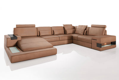 Los Angeles Leather U-Chaise Sectional