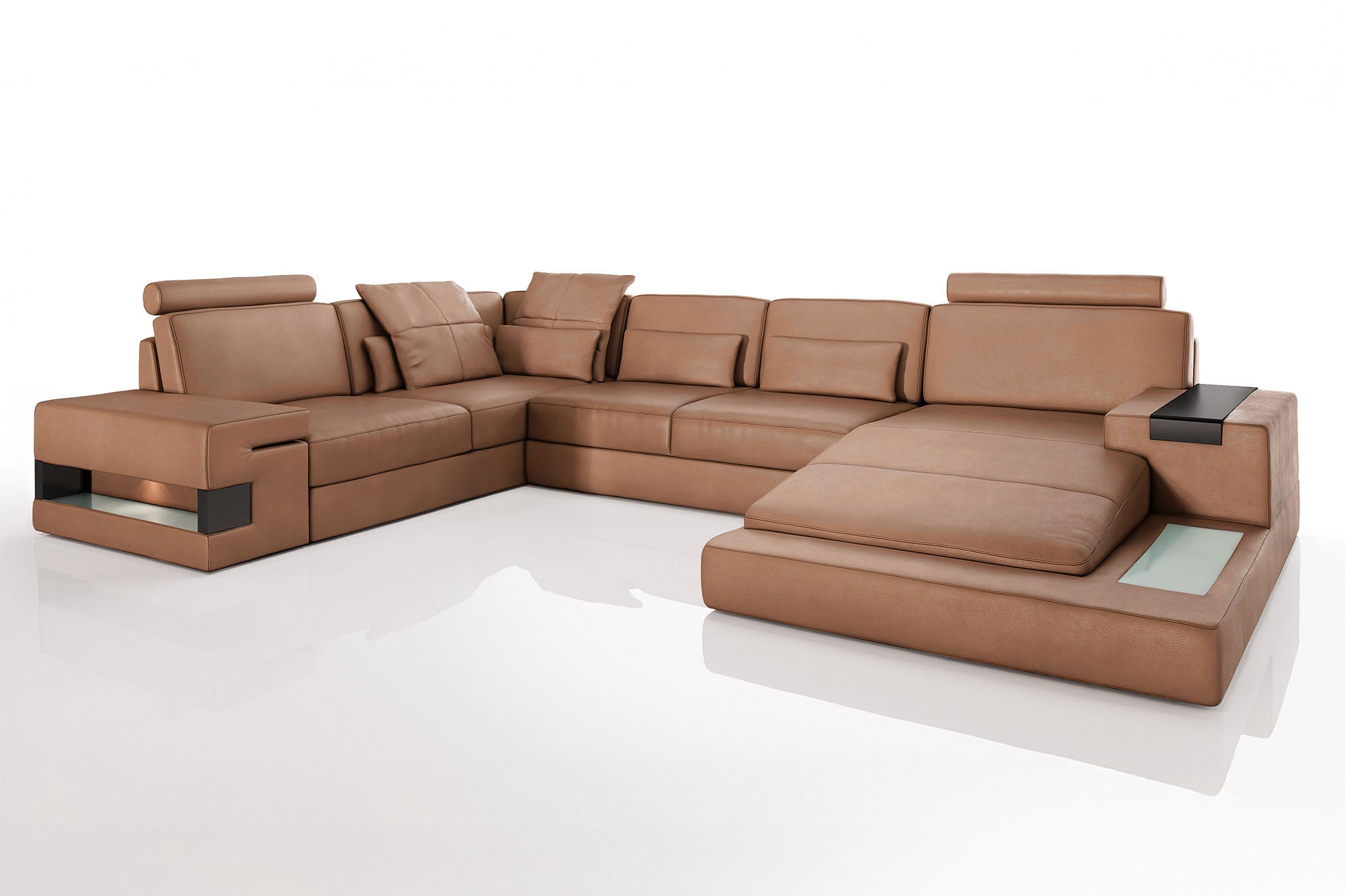 TEST Los Angeles Leather U-Chaise Sectional