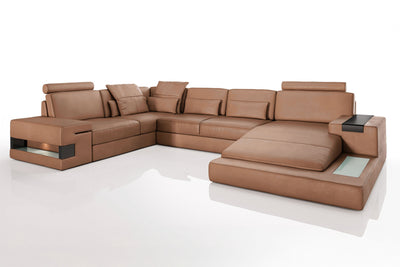 Los Angeles Leather U-Chaise Sectional