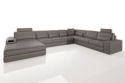 Los Angeles LG Modern Leather U-Chaise Sectional Large