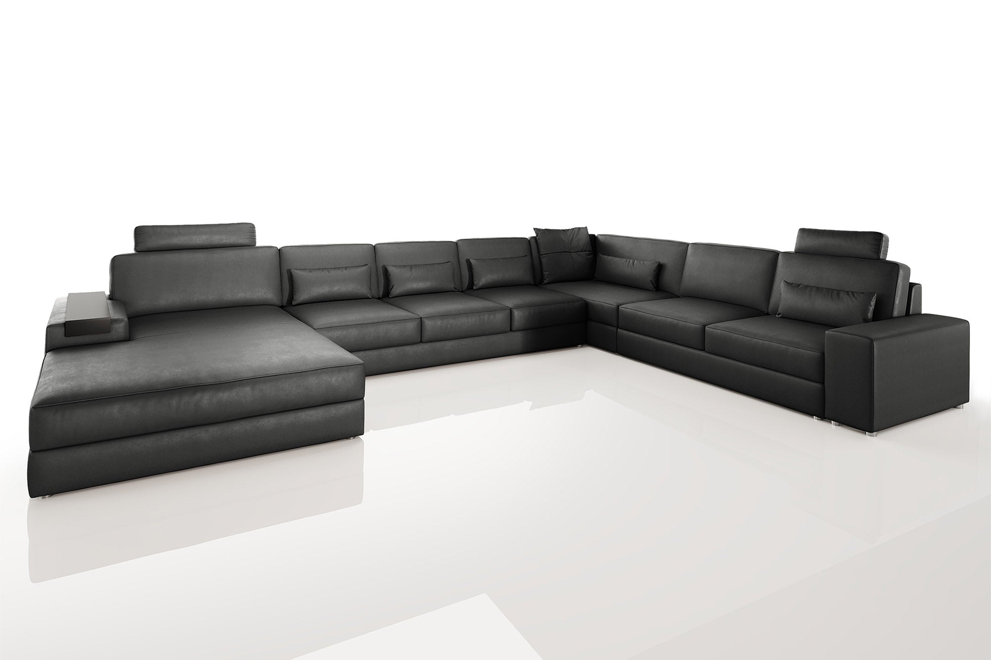 Los Angeles LG Modern Leather U-Chaise Sectional Large