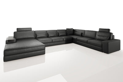 Los Angeles LG Modern Leather U-Chaise Sectional Large