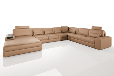 Los Angeles LG Modern Leather U-Chaise Sectional Large