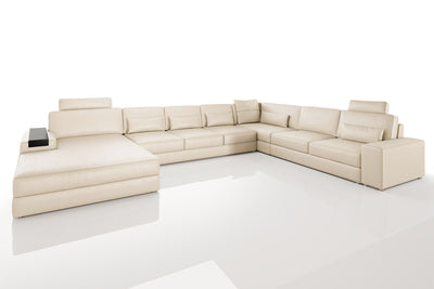 Los Angeles LG Modern Leather U-Chaise Sectional Large