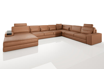 Los Angeles LG Modern Leather U-Chaise Sectional Large