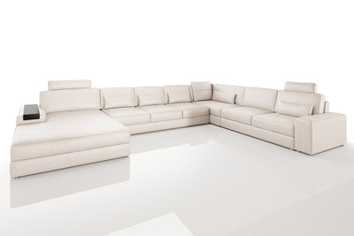 Los Angeles LG Modern Leather U-Chaise Sectional Large