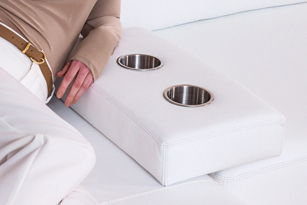 Leather Arm Pad with Cupholders