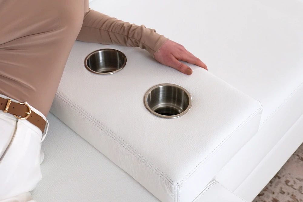 Leather Arm Pad with Cupholders