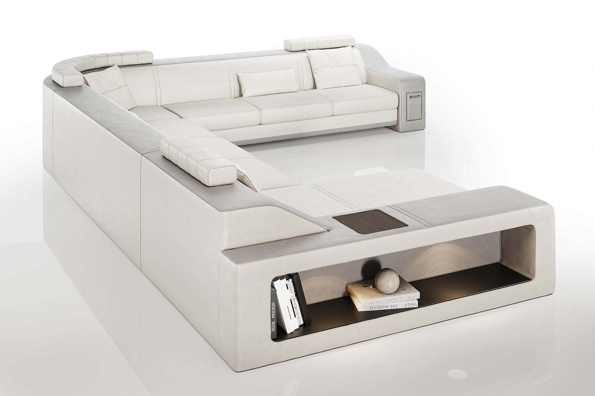 California LG Leather U-Chaise Sectional Large