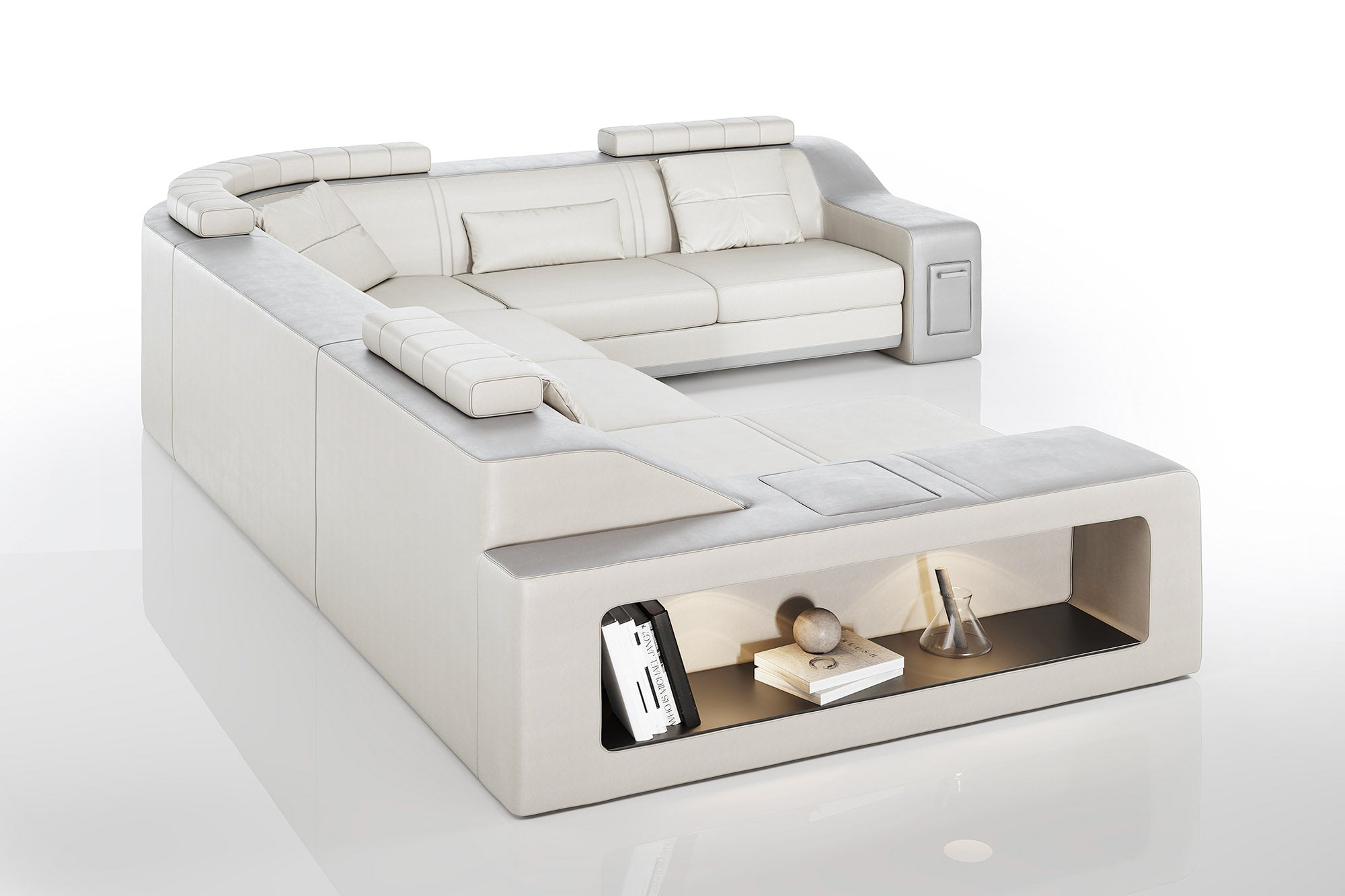 California Leather U-Chaise Sectional