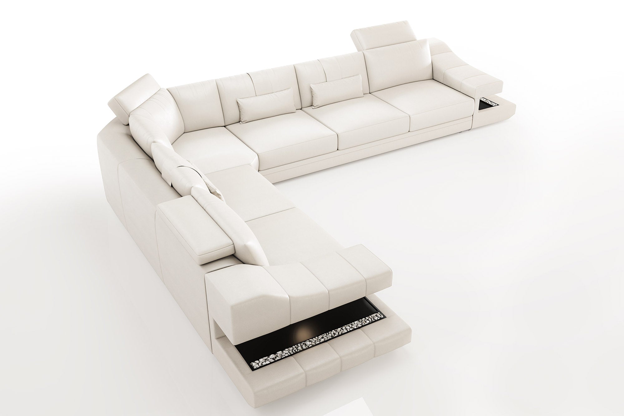 IN-STOCK Chicago Leather L-Sectional with extra seat depth