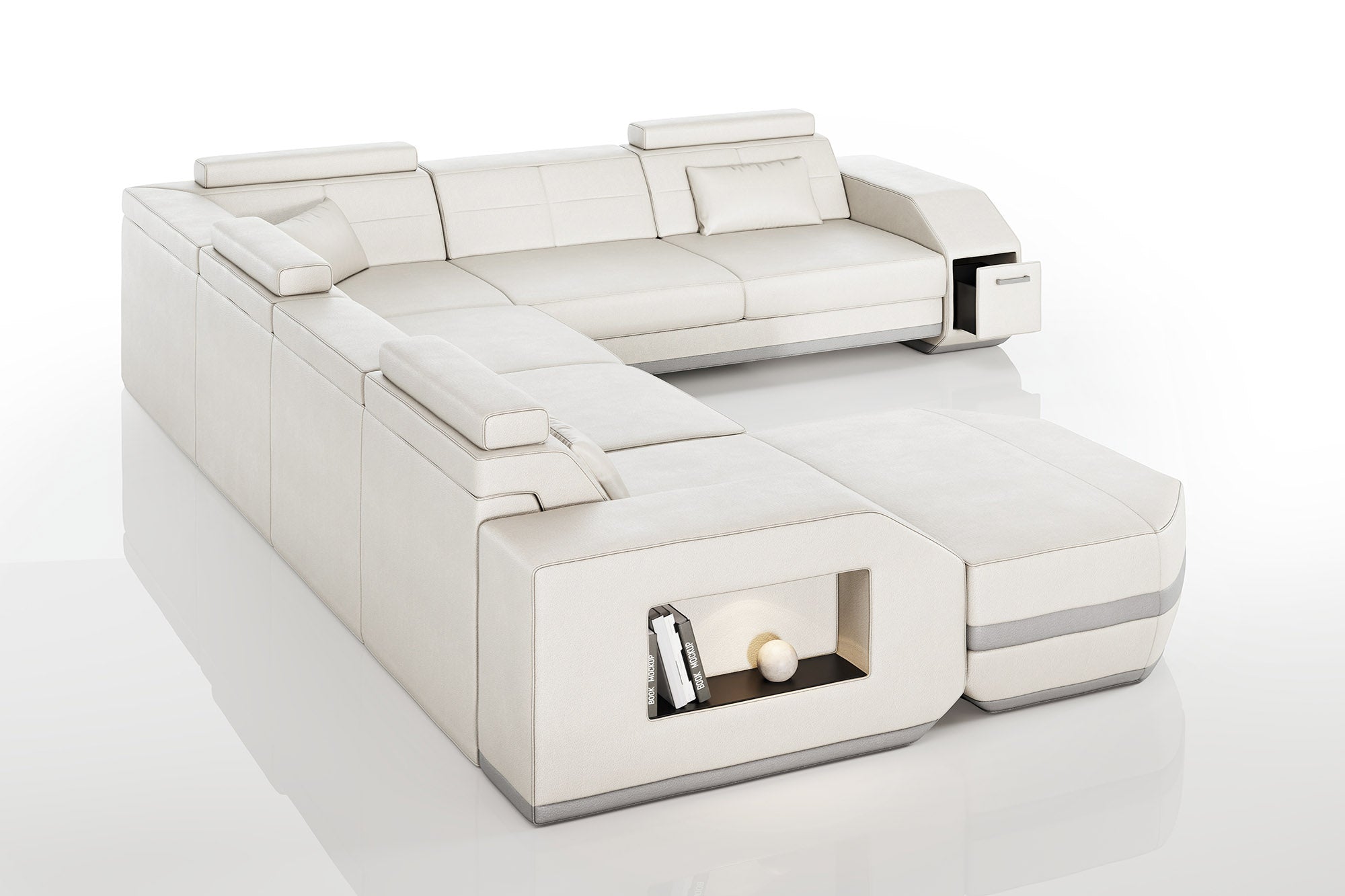 New Jersey Leather U-Chaise Sectional