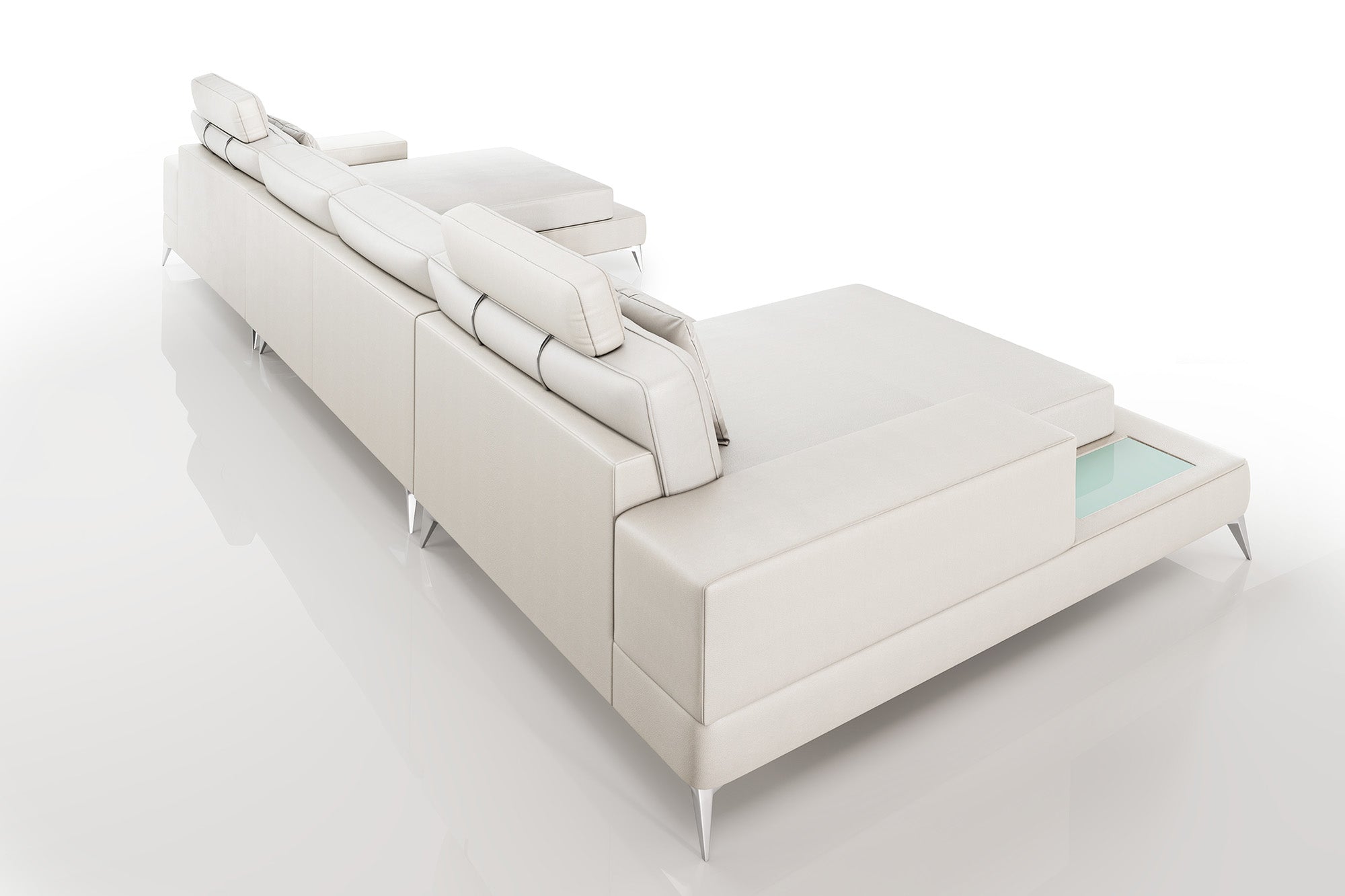 New York Leather Double Chaise Sectional