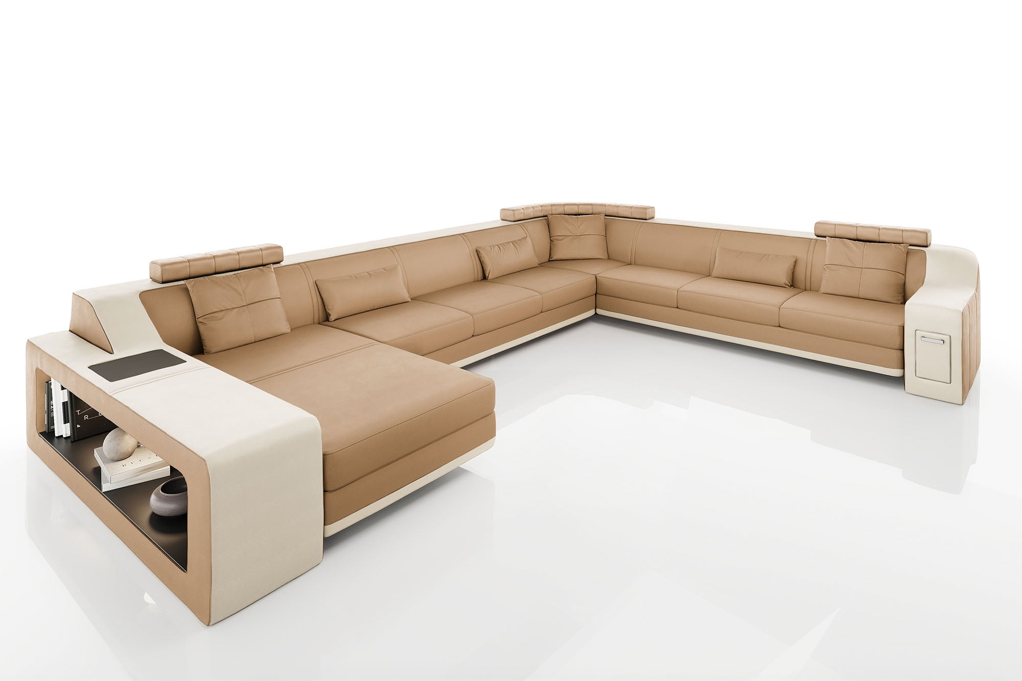 California LG Leather U-Chaise Sectional Large