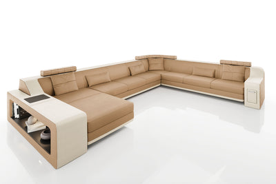 California LG Leather U-Chaise Sectional Large