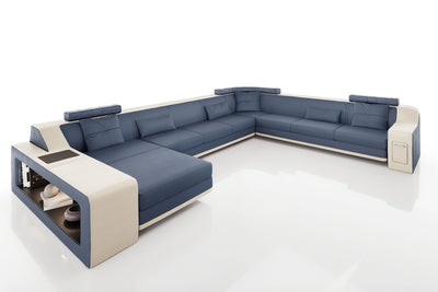 California LG Leather U-Chaise Sectional Large