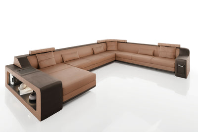California LG Leather U-Chaise Sectional Large