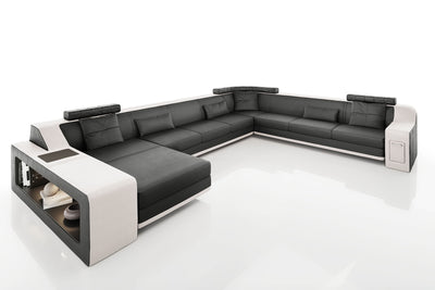 California LG Leather U-Chaise Sectional Large