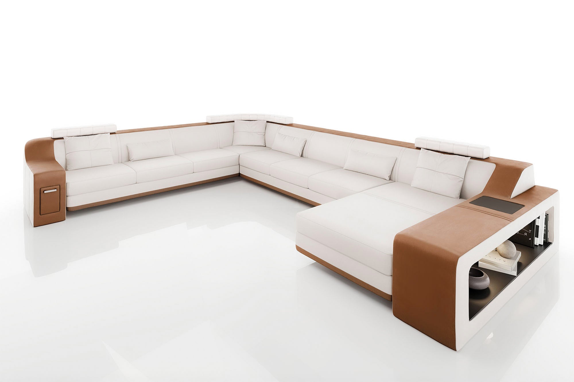 California LG Leather U-Chaise Sectional Large