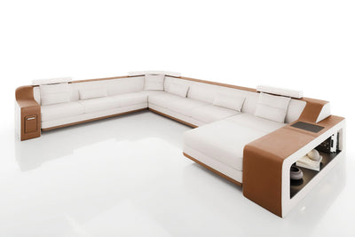 California LG Leather U-Chaise Sectional Large