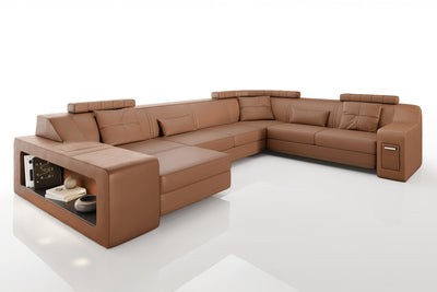 California Leather U-Chaise Sectional
