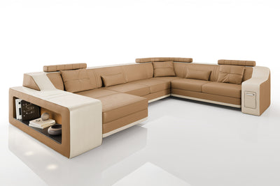 California Leather U-Chaise Sectional