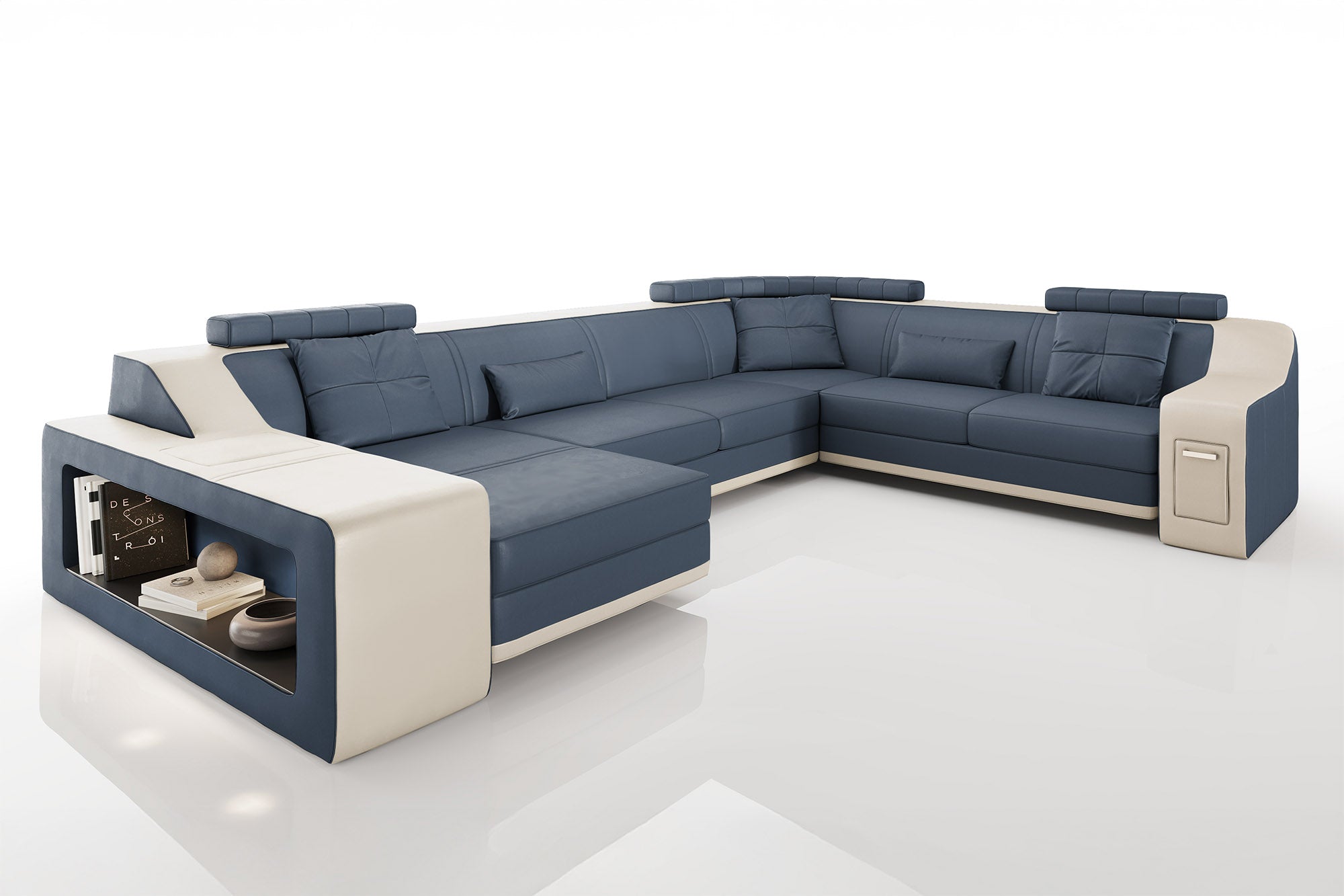California Leather U-Chaise Sectional