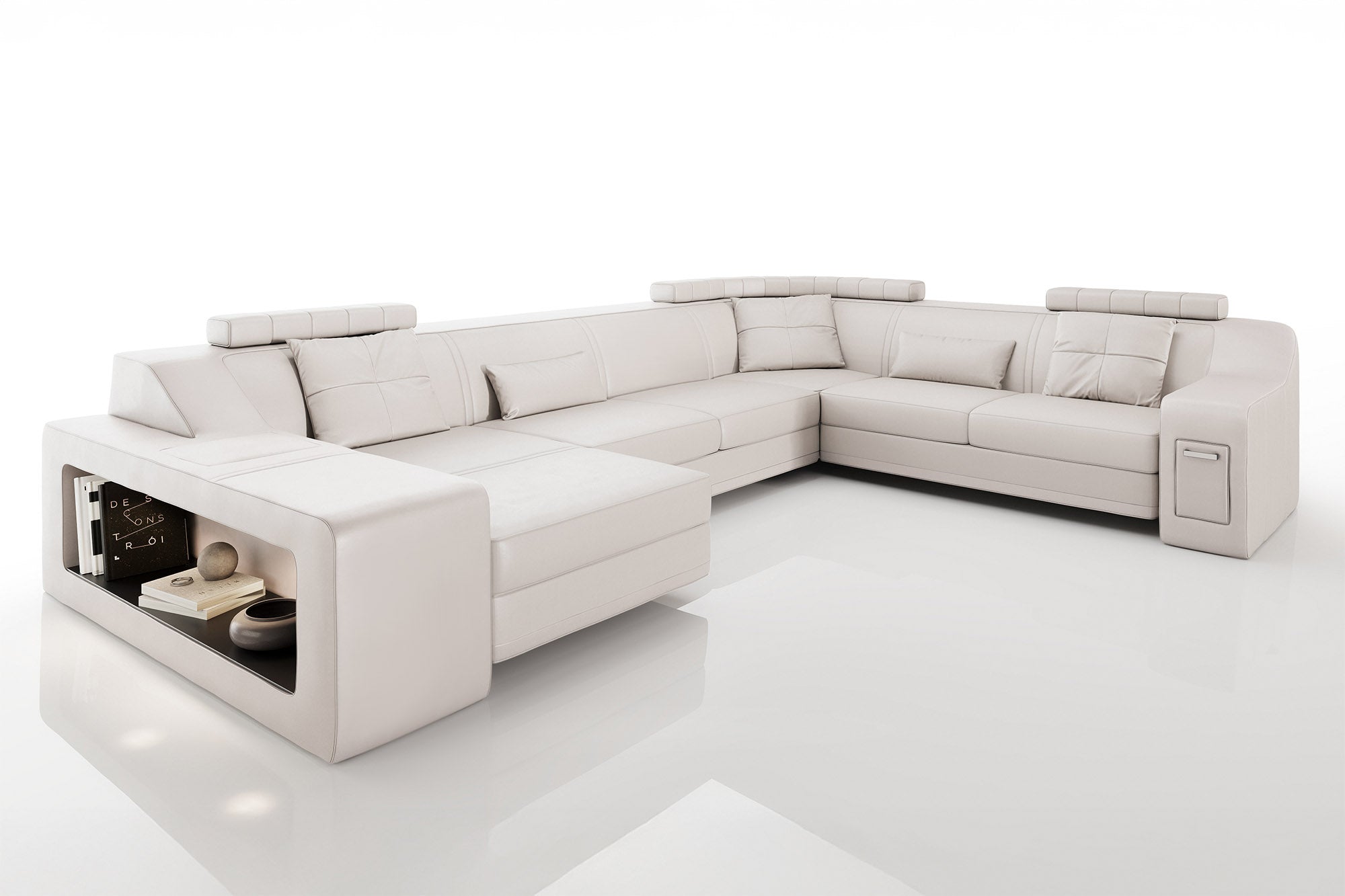California Leather U-Chaise Sectional