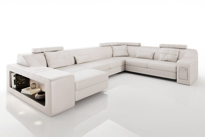 California Leather U-Chaise Sectional