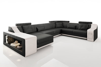 California Leather U-Chaise Sectional