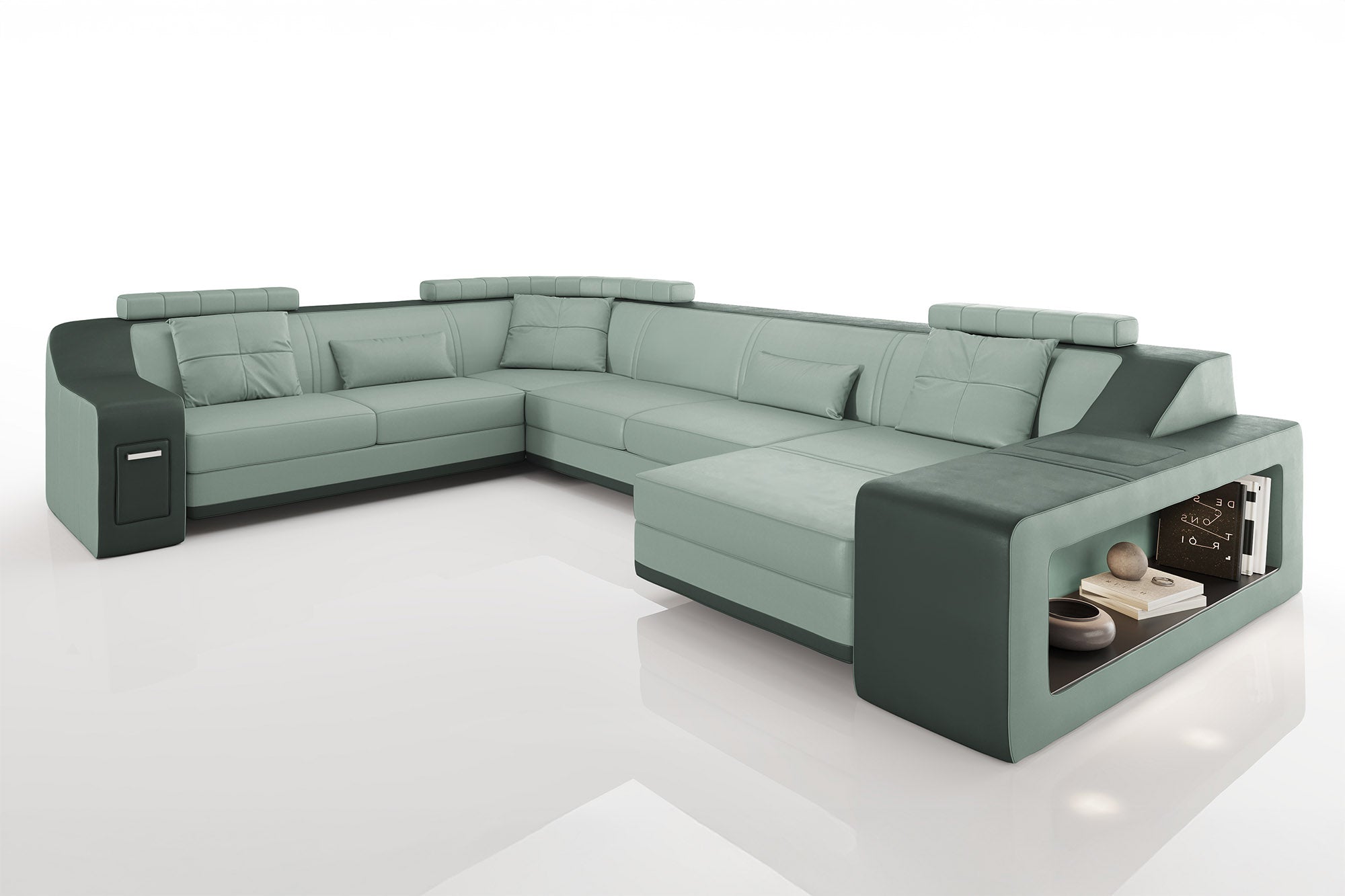 California Leather U-Chaise Sectional