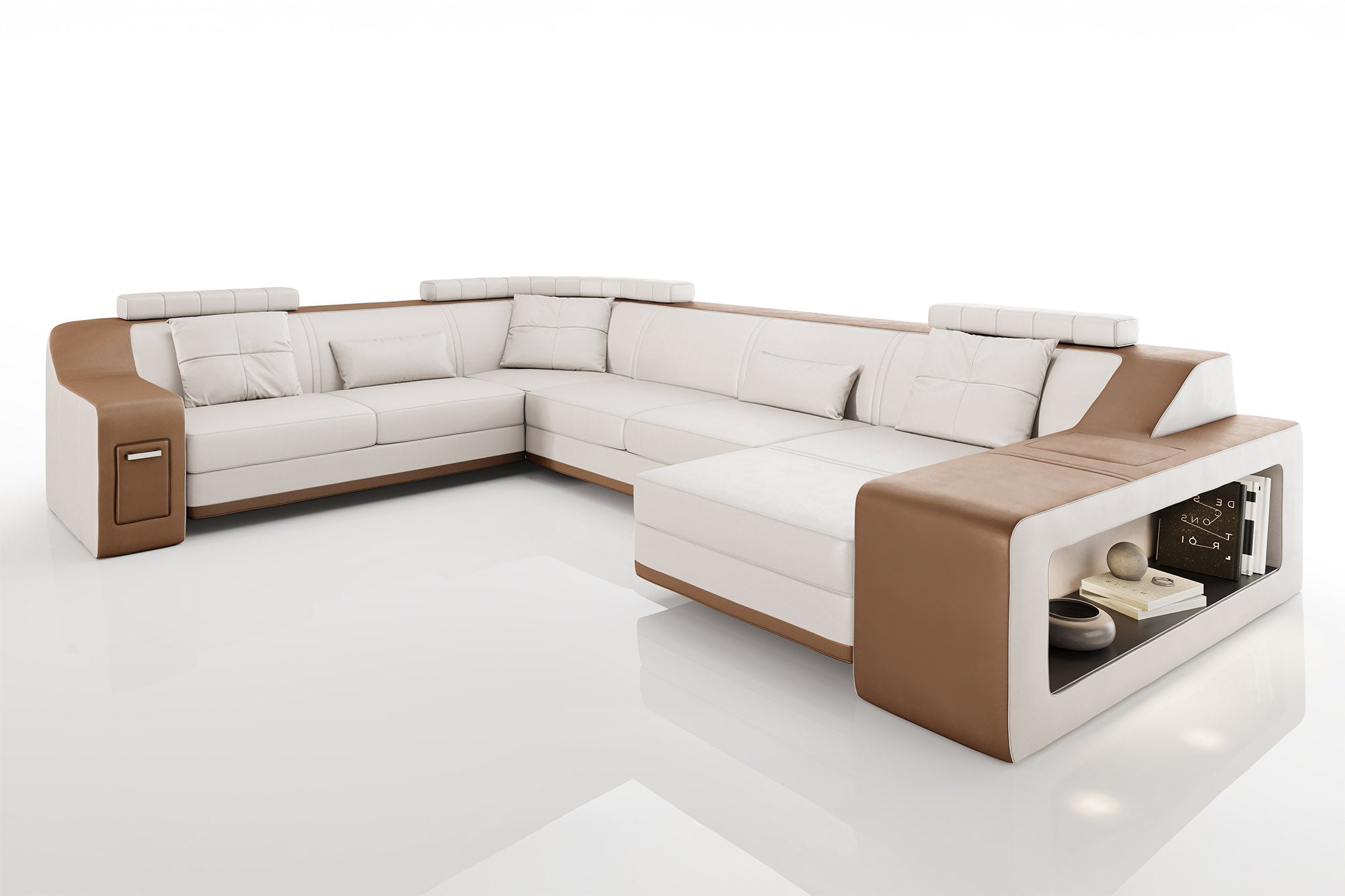 California Leather U-Chaise Sectional