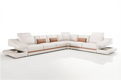 IN-STOCK Chicago Leather L-Sectional with extra seat depth